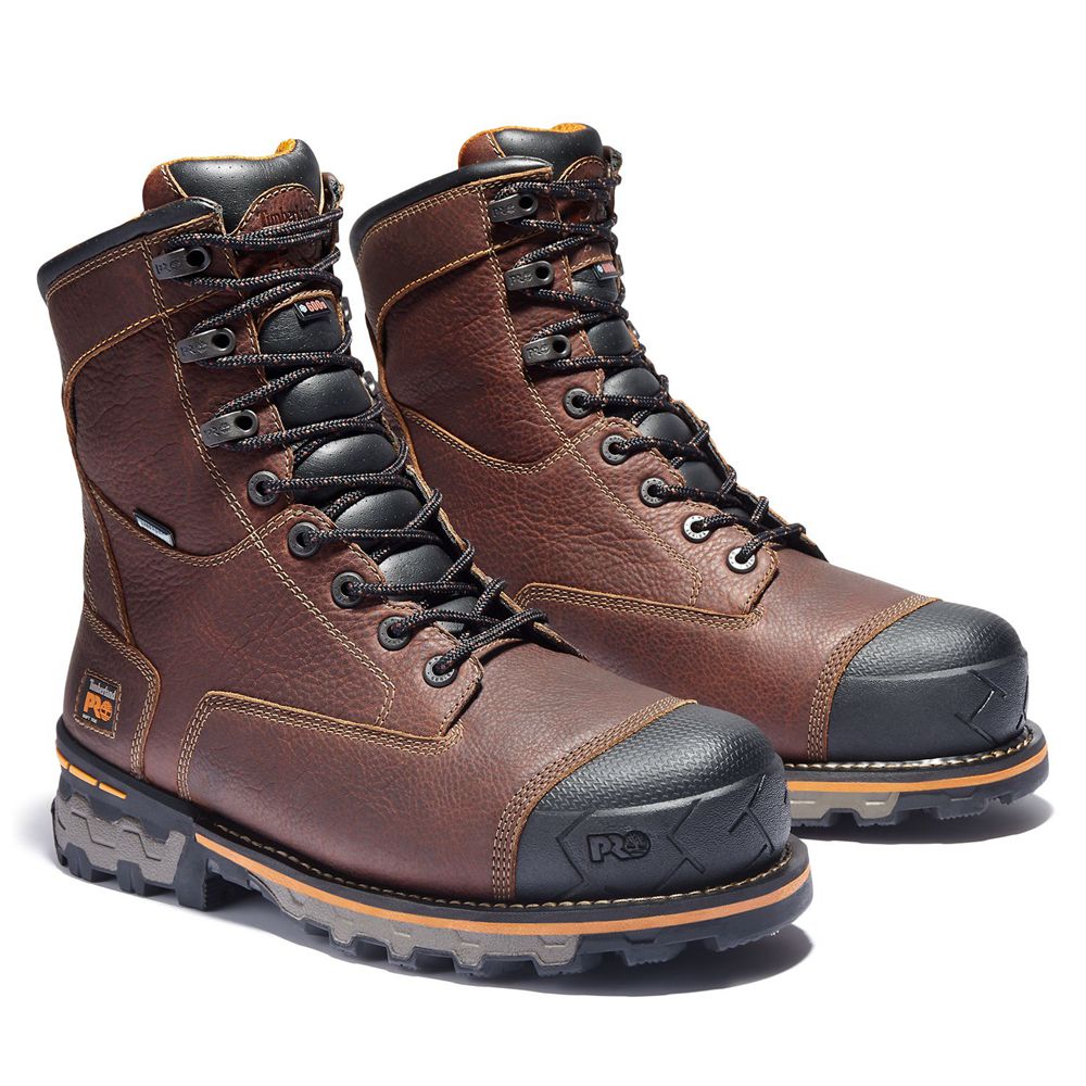 Botas de Trabajo Timberland Hombre Pro® Boondock 8\" Soft Toe Marrones/Negras - Chile MFE-397654